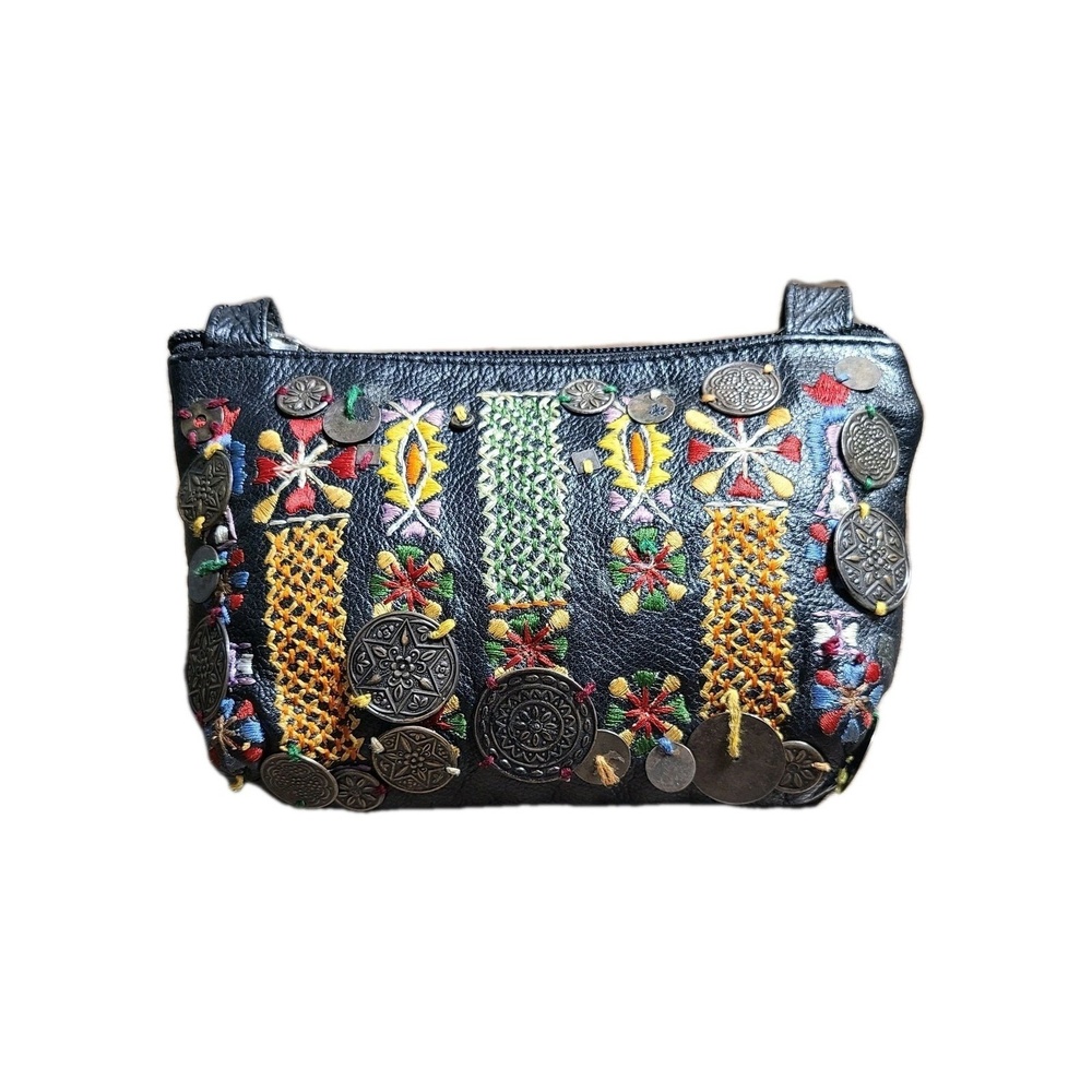Vintage Chico's Embroidered & has Coins Bag. 80s Purse. No Strap.